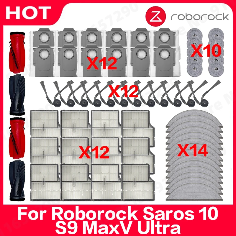 Kompatibel mit (Roborock Saros 10 / Roborock S9 MaxV Ultra) Staubsaugerteile Hauptbürste Seitenbürste HEPA-Filter Wischmopp Staubbeutel Image