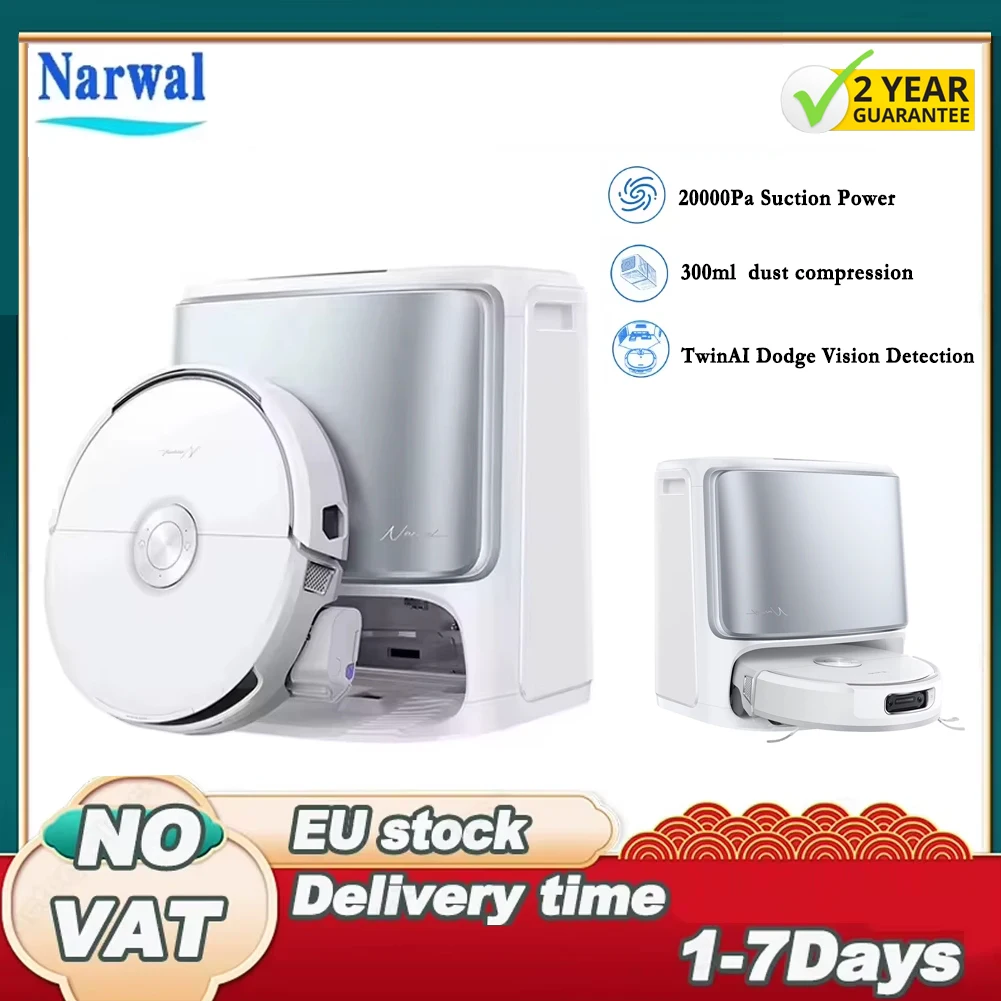 Narwal Flow Roboterstaubsauger, 22000 Pa, Hyperabsaugung, 6400 mAh, selbstreinigende, Ai-betriebene Hindernisvermeidung, ideal für Tierhaare Image