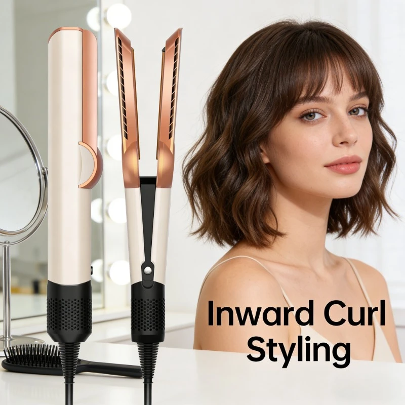 Schnell Aufheizender 2-in-1 Haarglätter & Föhn, Professionelles Styling-Tool mit Negativionen Image