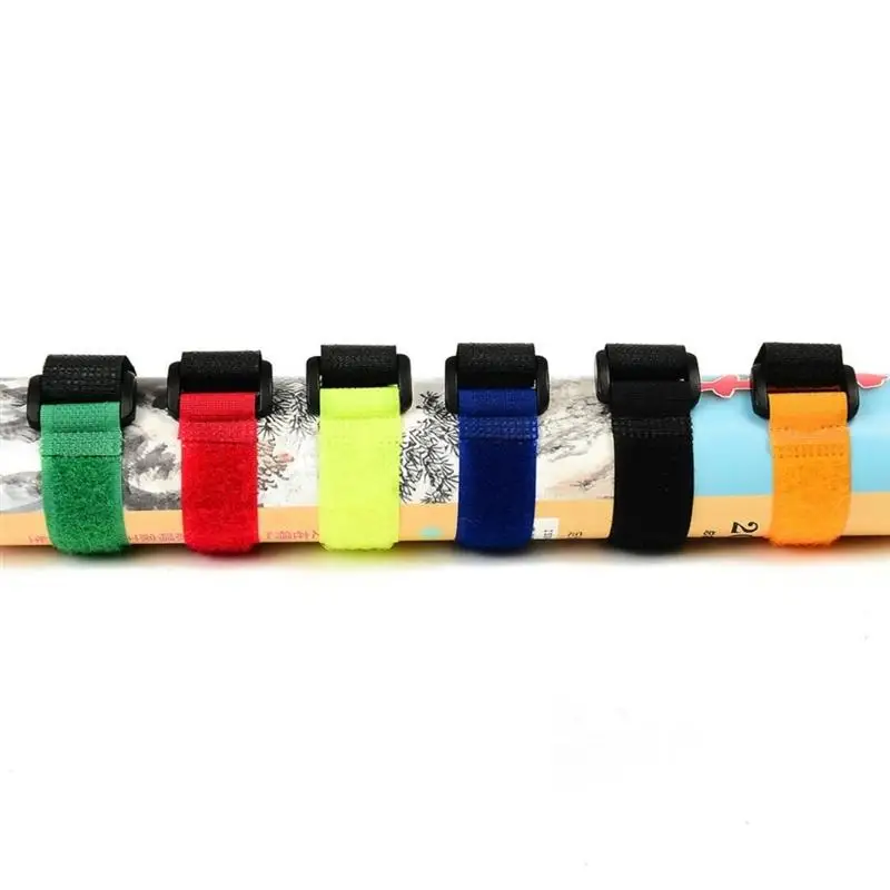 10 Stück/Packung 20x200mm Umkehrverschluss-Typ Nylon Selbstverriegelnde Kabelbinder Klettverschluss Batterie-Riemen Wiederverwendbare Draht- und Kabelbinder Image