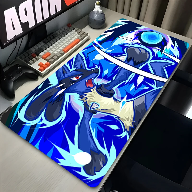 Tappetino per mouse da gioco Tappetino per mouse Anime Accessori per PC Tappetino per mouse P-pokemon Lucario Xxl Tappetino per giocatori Tappetino da scrivania grande Tappetino da scrivania esteso