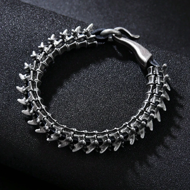 Herrenarmband 1 Stück Herrenmode Hip Hop Schwarzes Drachenarmband Herrenlederarmband браслет мужской