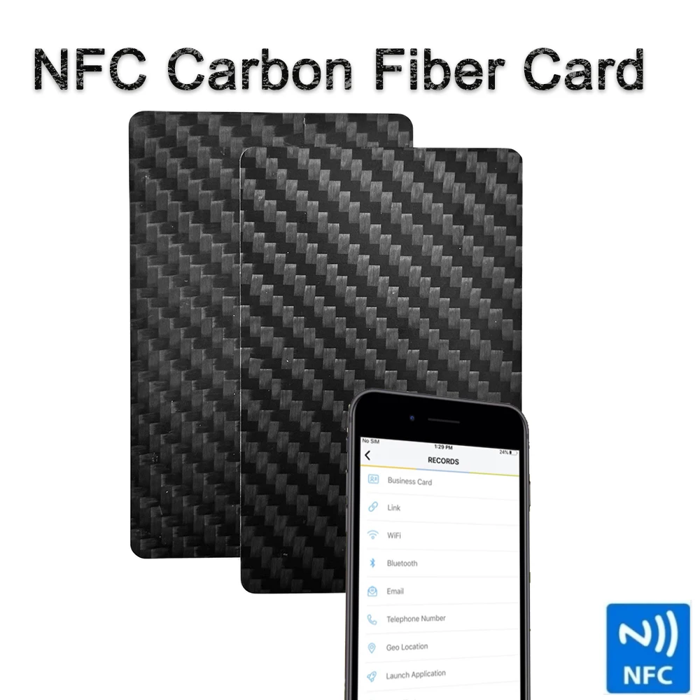 5 Stücke NFC Kohlefaserkarte NFC Visitenkarte Schnelle Lesung Ntag 215 Smart Name Karte Digitale Visitenkarte Soziale Anerkennung Karte Image