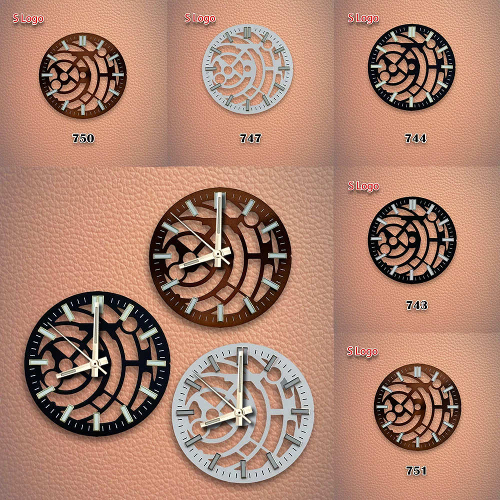 Heiße Verkäufe 31,8 mm S-Logo NH38 schwarzes ausgehöhltes Zifferblatt grün leuchtend geeignet für NH70-Uhrwerk-Modifikationszubehör Image