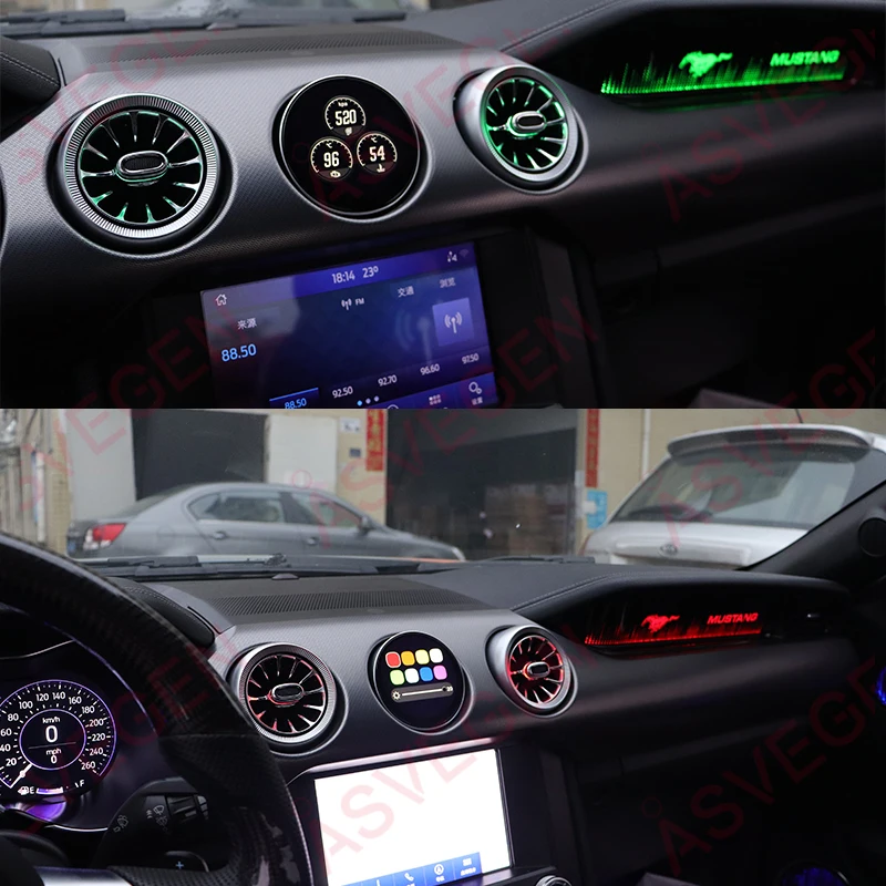Auto-Umgebungs licht für Ford Mustang 2012-2015 LED-Armaturen brett mit LED-Touchscreen-Klimaanlage Turbine Luft auslass öffnungen Image