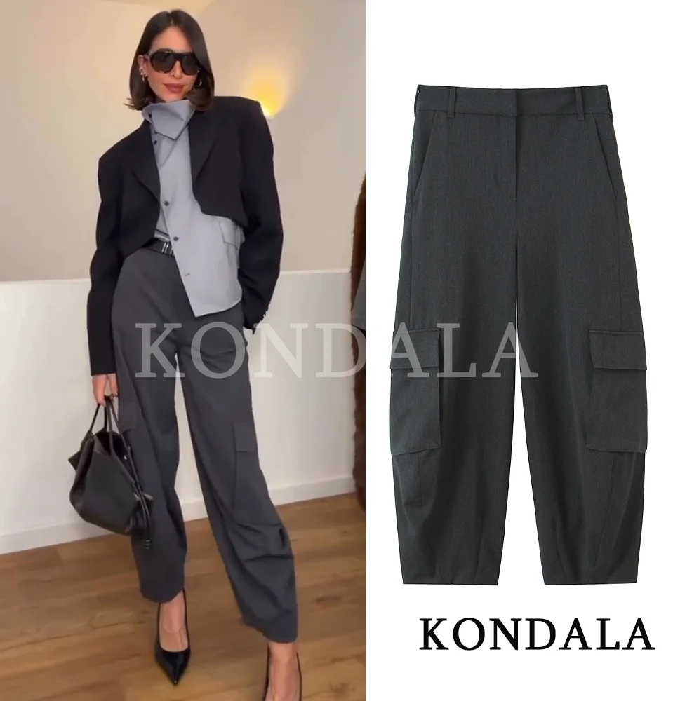 KONDALA Trendige High-Street Tooling-Hose für Damen, Lässige Schicke Cargo-Hose mit Taschen, Frühjahrsmode 2026, Coole Pendler-Hose für Mädchen Image