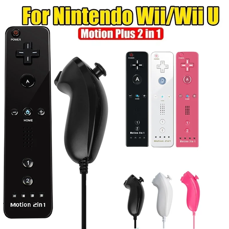 2-in-1 Kabelloser Fernbedienungs-Controller Kompatibel mit Wii U Joystick Gamepad Set Motion Plus Videospiel für Wii Gaming-Zubehör Image