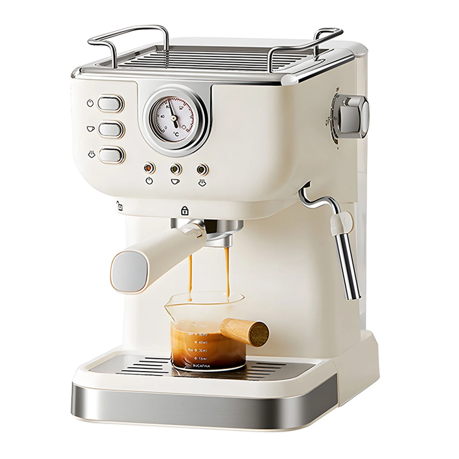 EU-Kaffeemaschine, 1050 W, 1,5 l, große Kapazität, halbautomatische 20-Bar-Hochdruck-Extraktionskaffeemaschine für Zuhause, Cafés