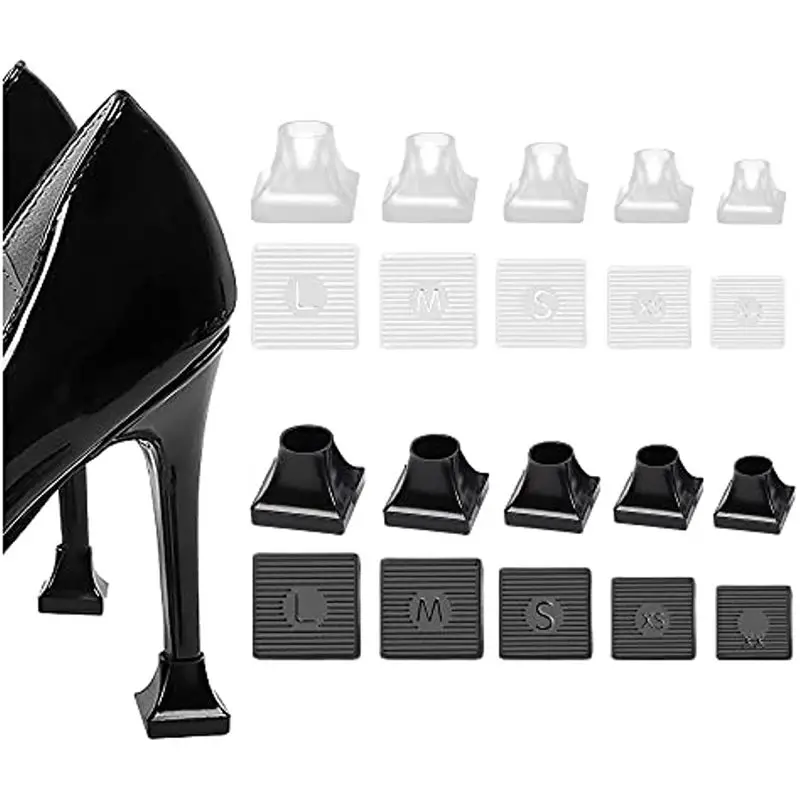 High Heel Protektoren Ferse Reparatur Kappen Abdeckungen Ferse Abdeckung Rutschfeste Quadratische TPU/PVC Schalldämpfer Material Weiche Dämpfung Frau 1 Paar Image
