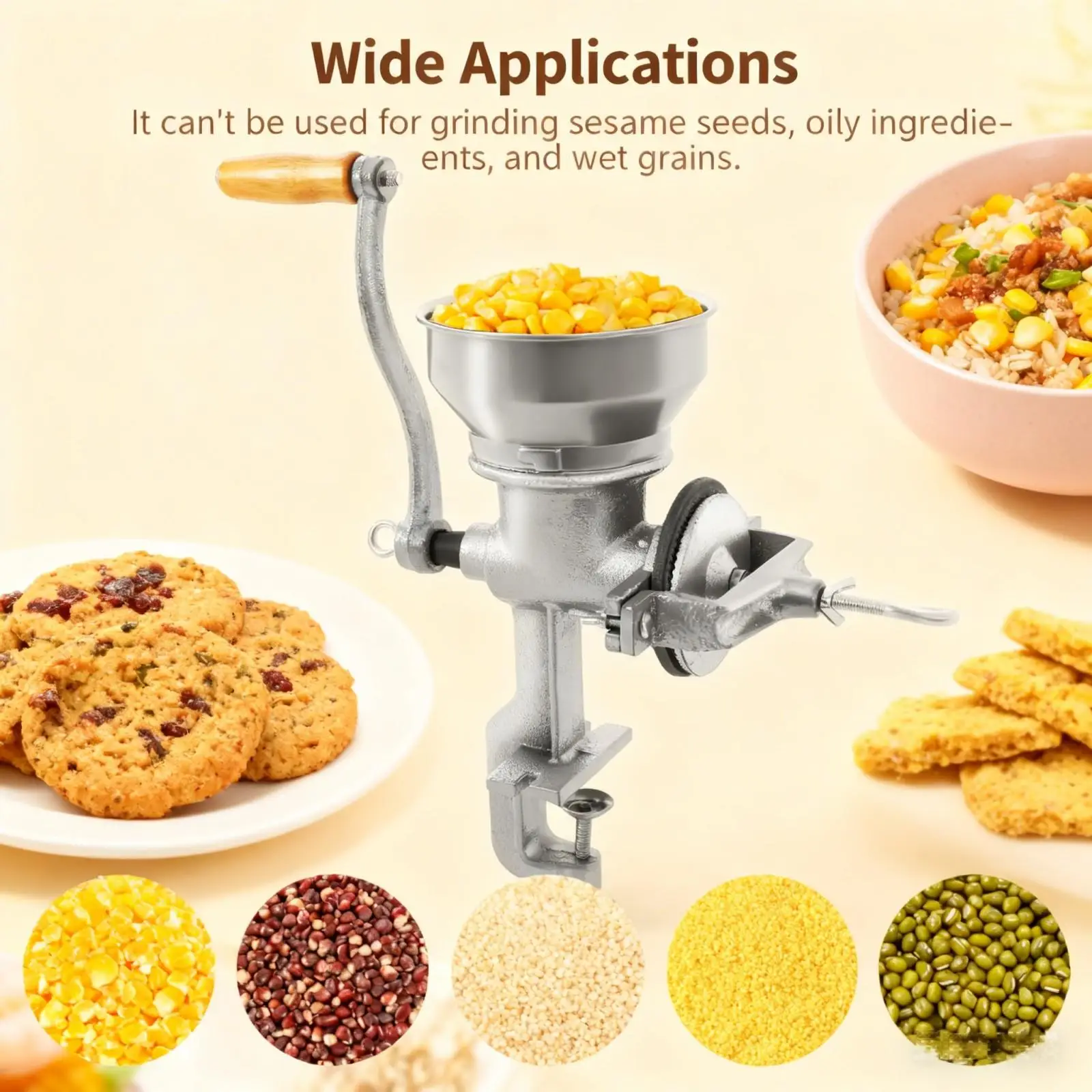 Küche Hand Schleifen Werkzeuge Manuelle Getreide Mühle Handkurbel Getreide Schleifen Werkzeug Für Schleifen Körner Bohnen Kaffee Nüsse Etc Image