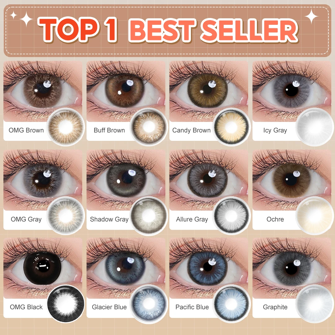 TOP 1 Seller Magister Buff Brown Farbkontaktlinsen Iris-Imitationslinse Candy Brown 14,5 mm Augen vergrößern 14,0/14,5 mm 6 Monate Image