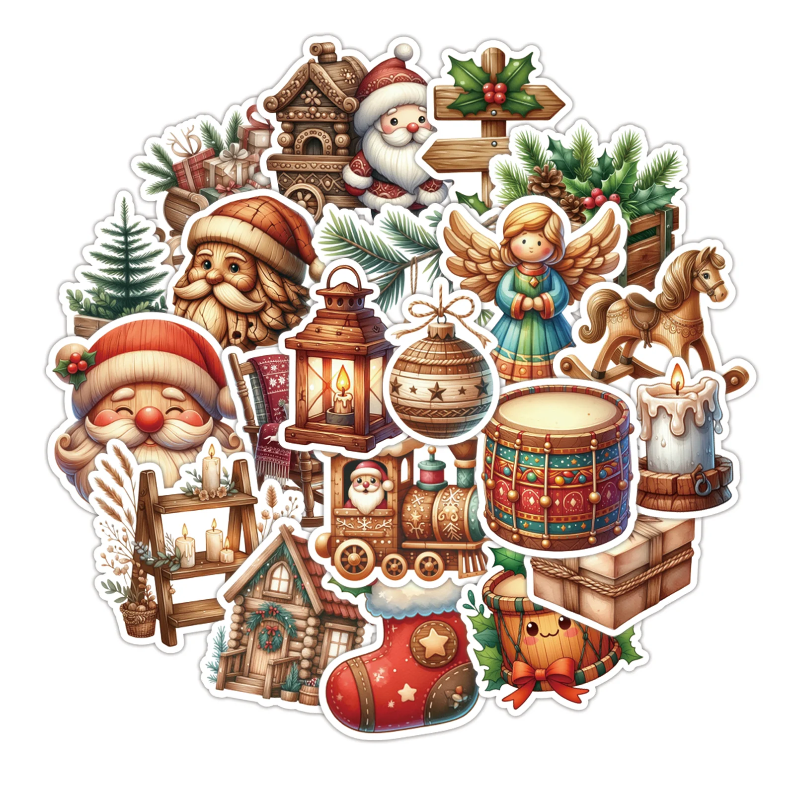 50PCS Winter Weihnachten Thema Aufkleber DIY Sammelalbum Planer Journal Foto Rahmen Notebook Dekorationen DIY Kunst Handwerk Material Image