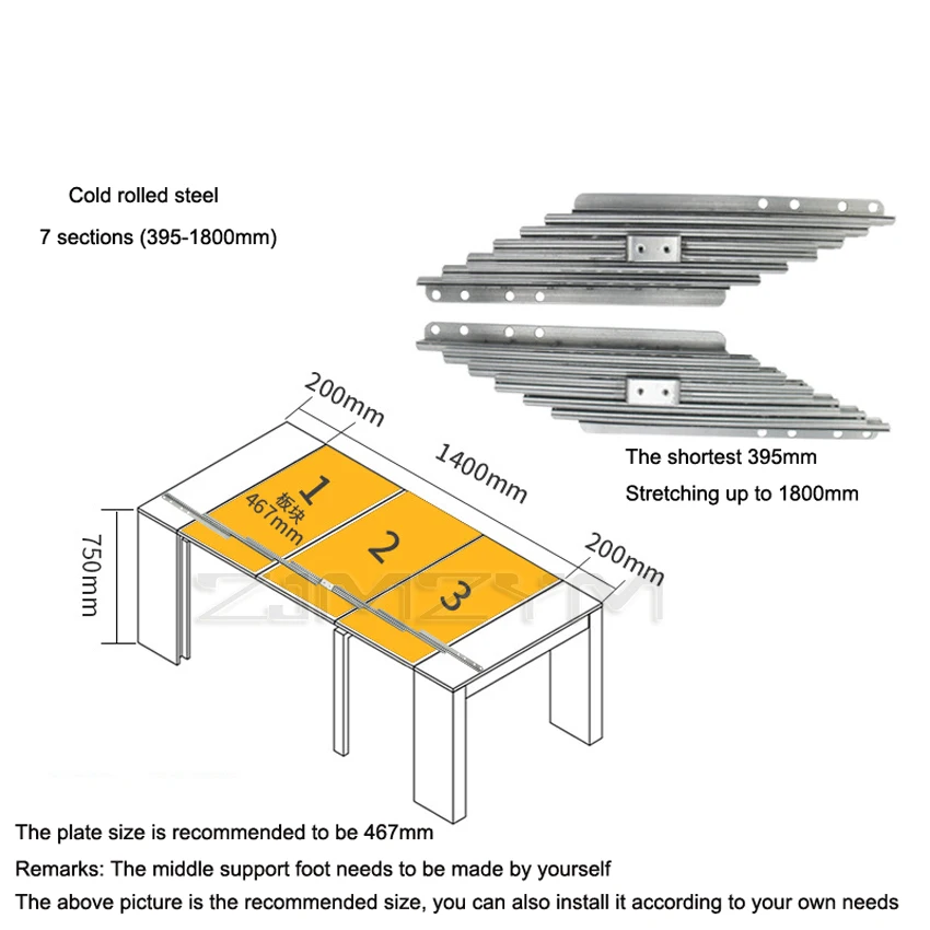 1,8 m/2,5 m Schrank Klapptisch Teleskops chiene kleines Zuhause multifunktion ale Schreibtischs tange Teleskops chieber Hardware Zubehör