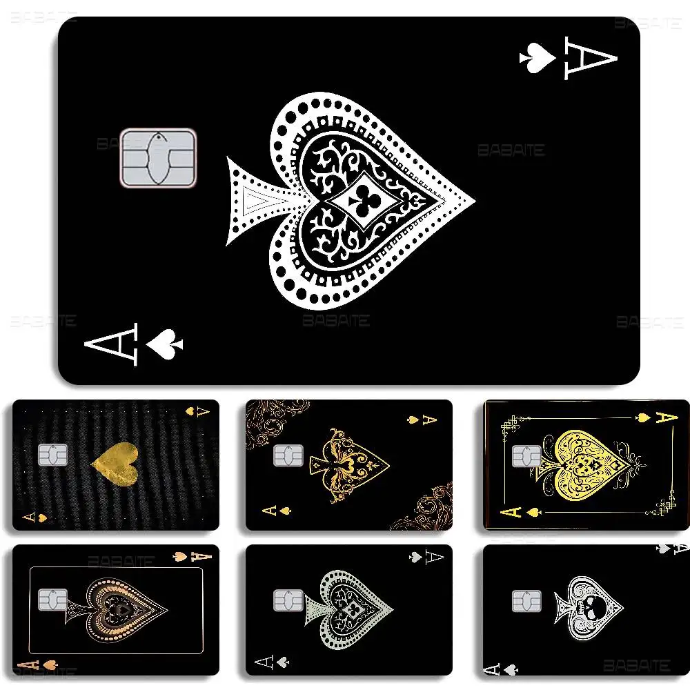 Ace Of Spade Mode Matt Gold Silber Schwarz Matt Film Haut Aufkleber Klebeband für Bank Kredit Debitkarte Image