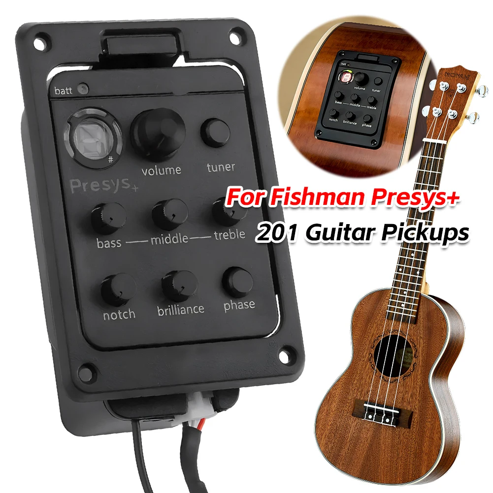 201 EQ Tuner für klassische Akustikgitarre, Piezo-Tonabnehmer, Vorverstärker für Akustikgitarre, EQ-Tuner, Mikrofonmischung, Vorverstärker für Fishman Presys+ Image