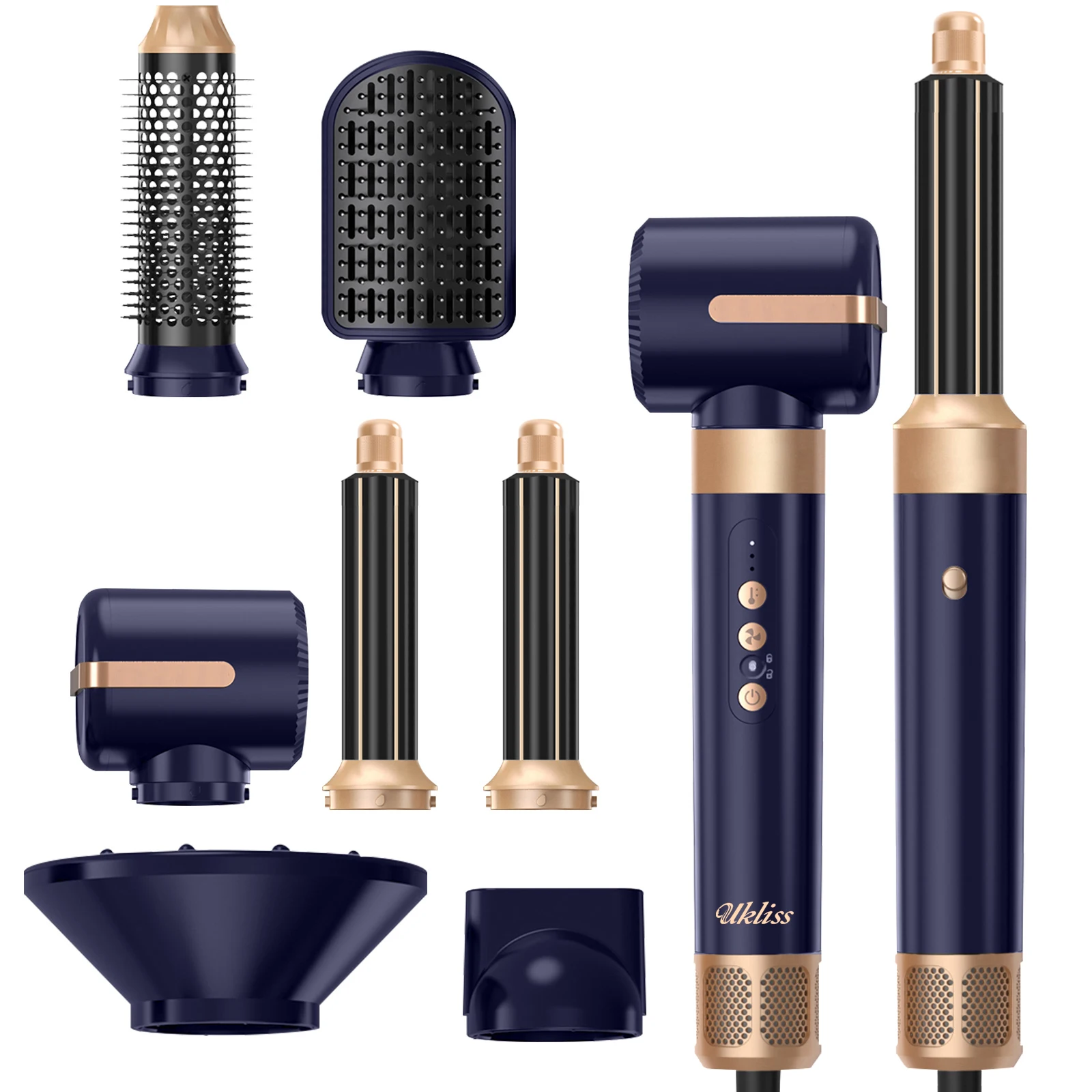UKLISS Air Styler Pro 7-in-1-Haartrockner, Heißluftbürsten-Set mit automatischem Locken, Volumen und Glätten Image