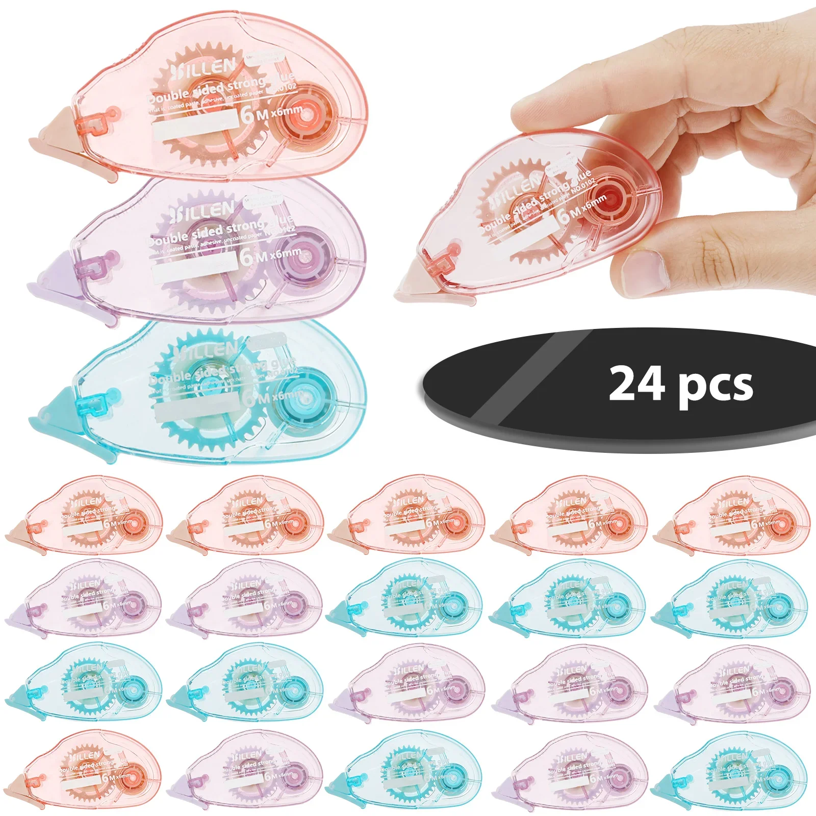 24 Packungen Klebebandroller, doppelseitiger Klebebandspender, Scrapbooking-Zubehör, 6 m x 6 mm, für Karten, Journaling, Geschenkverpackung Image