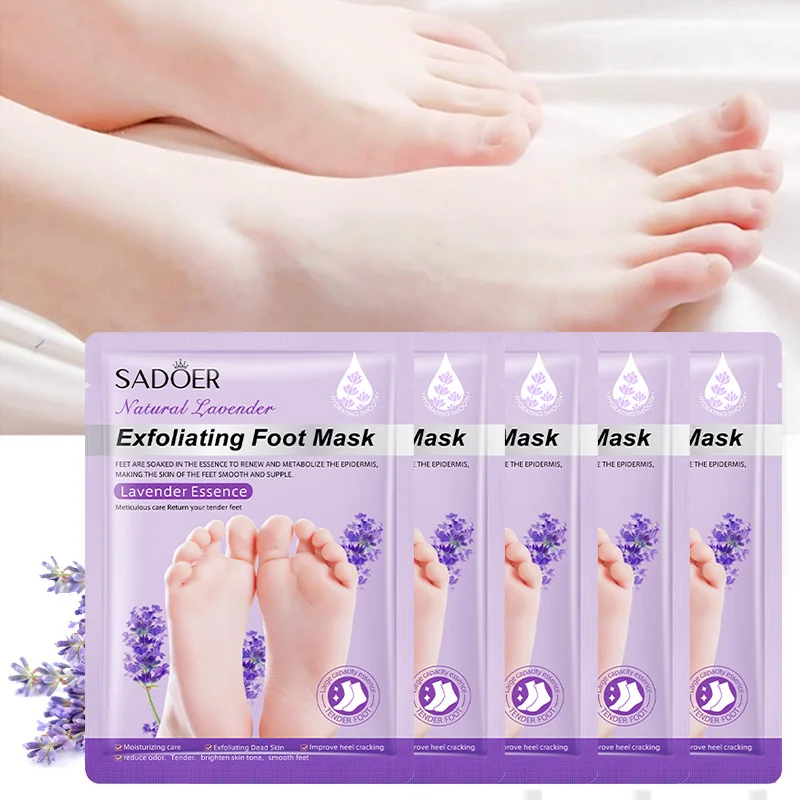 5/10 paia SADOER Maschera per i piedi alla lavanda Idratante Sbiancamento Peeling per i piedi Maschera Esfoliante Piedi Pedicure Esfoliante Piedi Cura della pelle