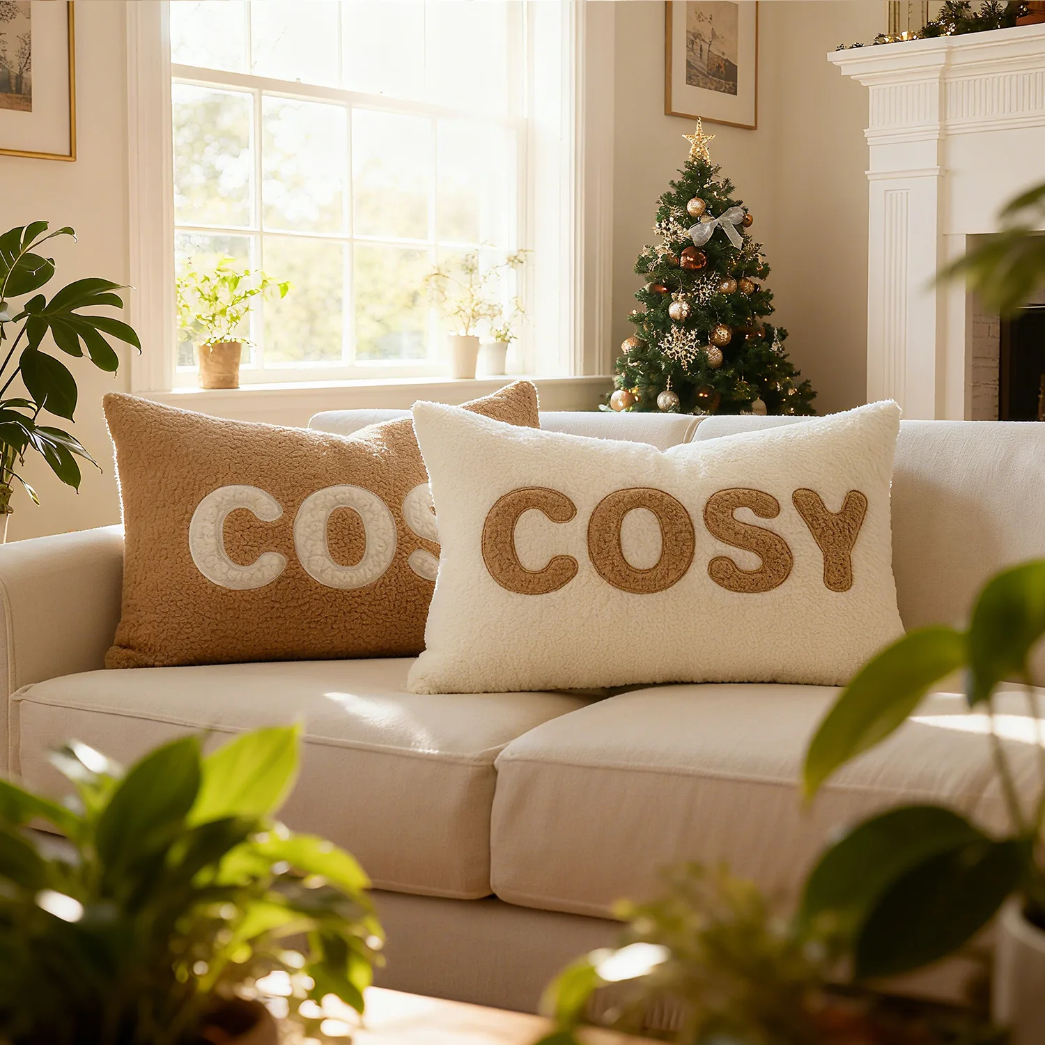 30 x 50 cm Plüsch-Kissenbezug mit Buchstaben-Stickerei, Herbst/Winter, COSY Teddy-Samt-Taillen-Kissenbezug, warme und weiche Kissenbezüge für zu Hause Image
