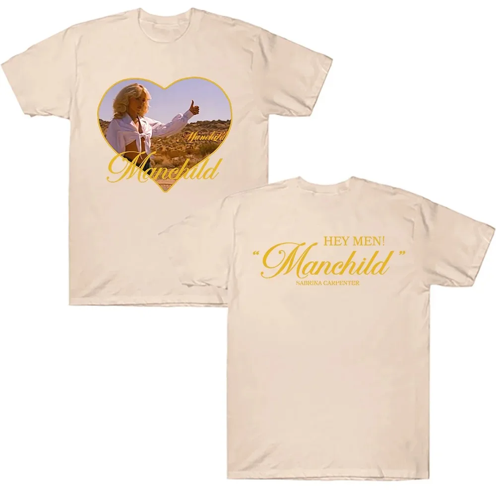 Sabrina Carpenter Manchild Grafikdruck T-Shirt Männer Frauen Weiche Baumwolle Rundhals T-Shirt Streetwear Y2k Mode Lässig Übergroßes Top