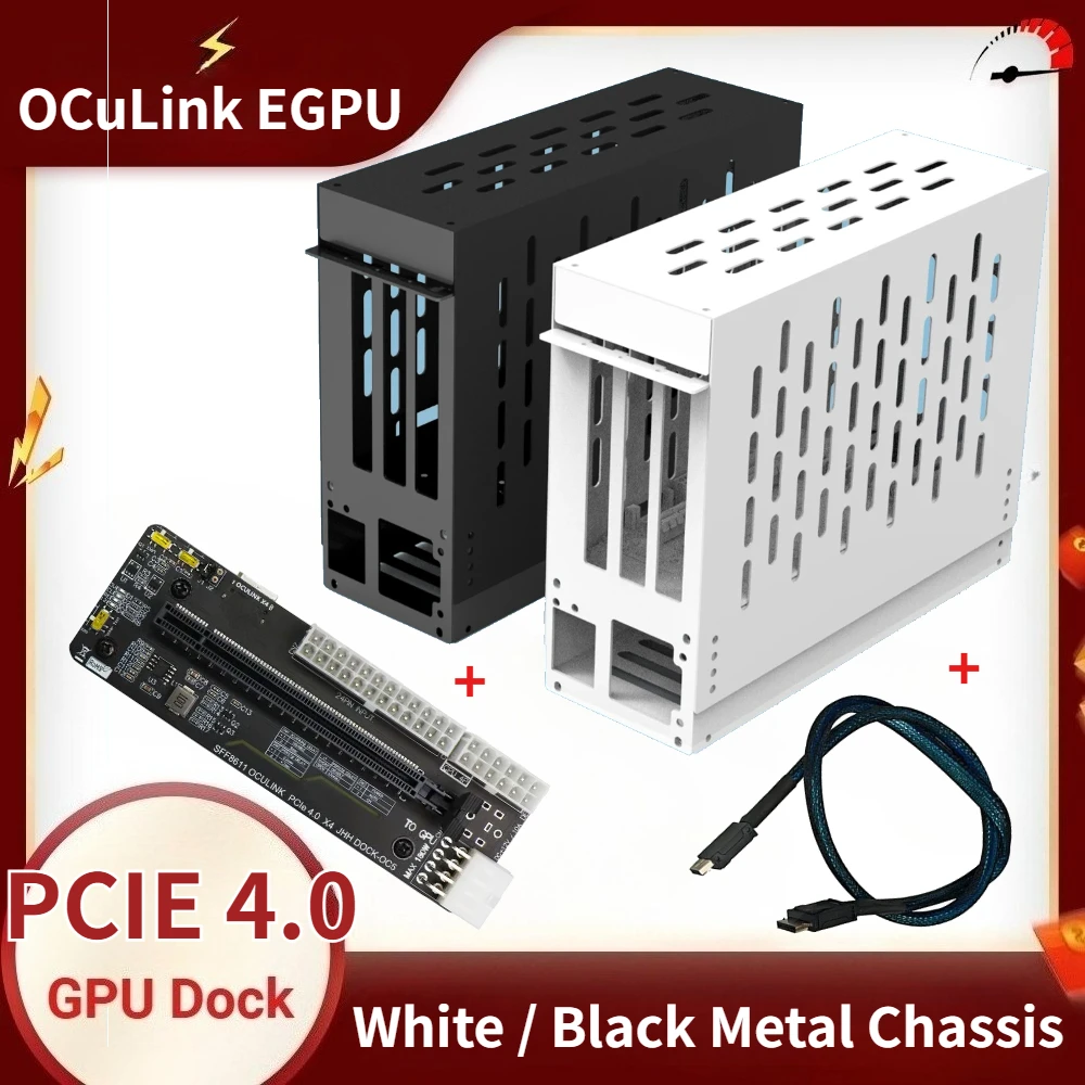 Weiß PCIE 4.0 X4 Gen4 SFF8611 Oculink / M.2 NVMe Laptop eGPU Metallgehäuse Chassis Externe Grafikkarte GPU Dock ATX GDP Adapter Image