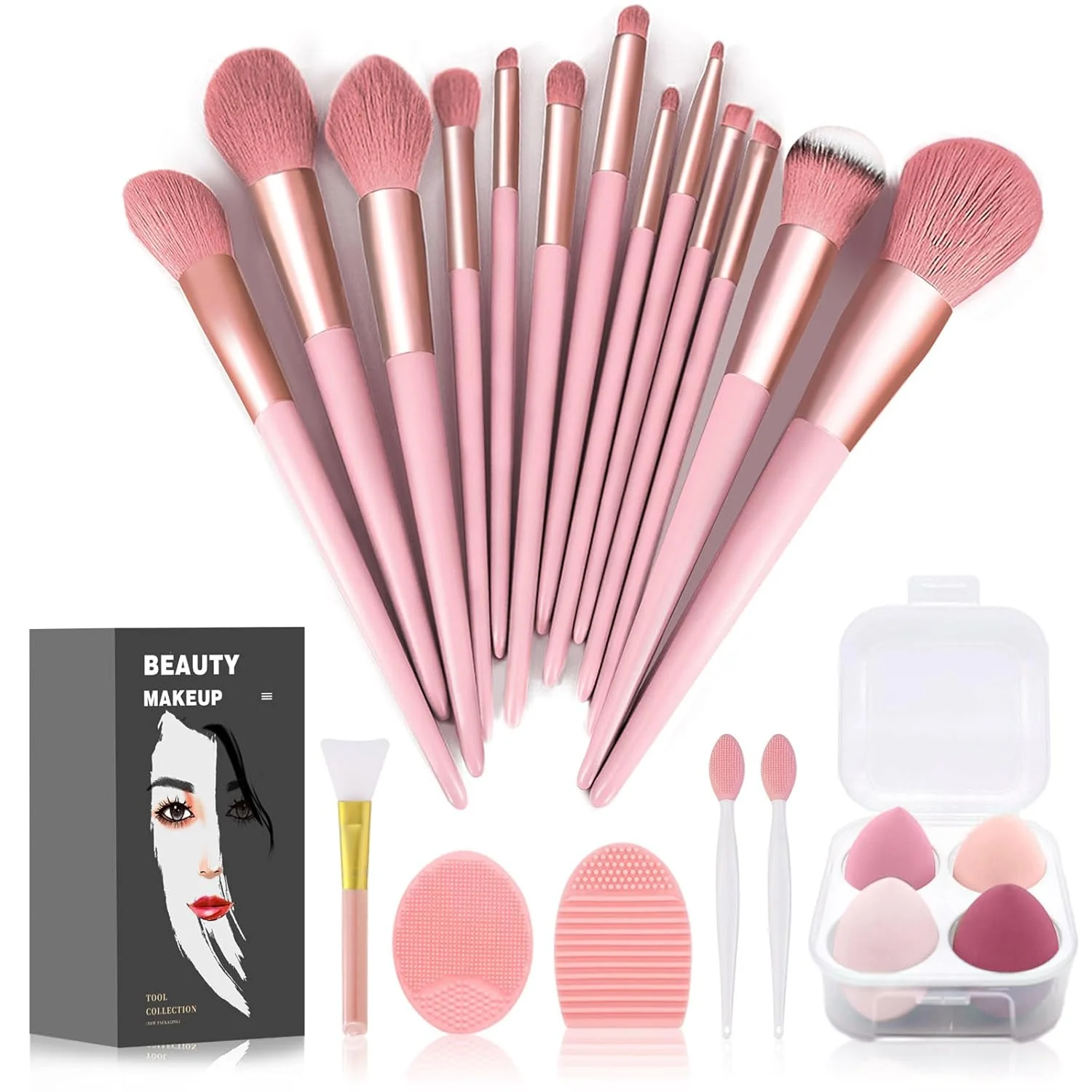 Professionelles 13-teiliges Make-up-Pinsel-Set für Foundation, Puder, Concealer, Lidschatten, Textmarker, Konturmischung, Augenbrauen, Rouge, weich, flauschig Image