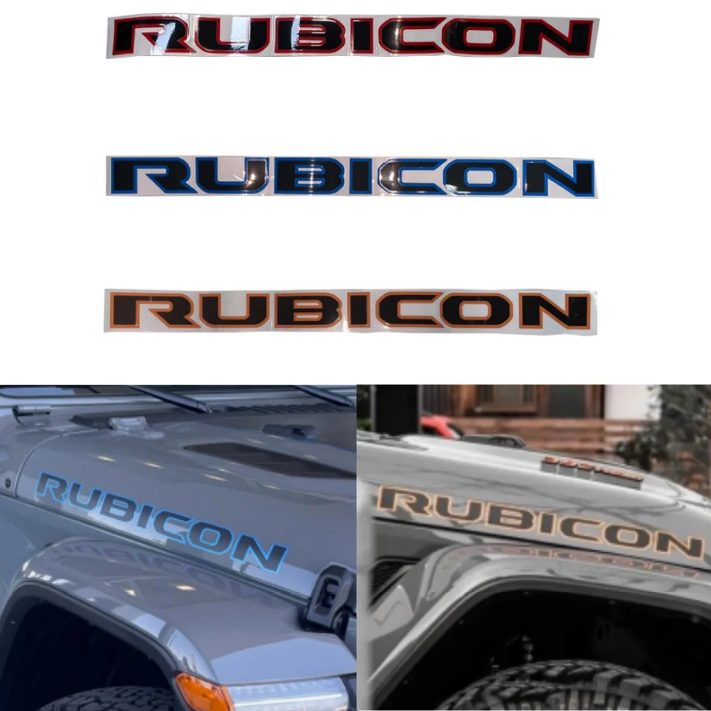 2PCS Rubicon Hood Aufkleber Aufkleber Buchstaben Grafik Abzeichen Emblem für Jeep Wrangler JK JL JT 2007+ Image