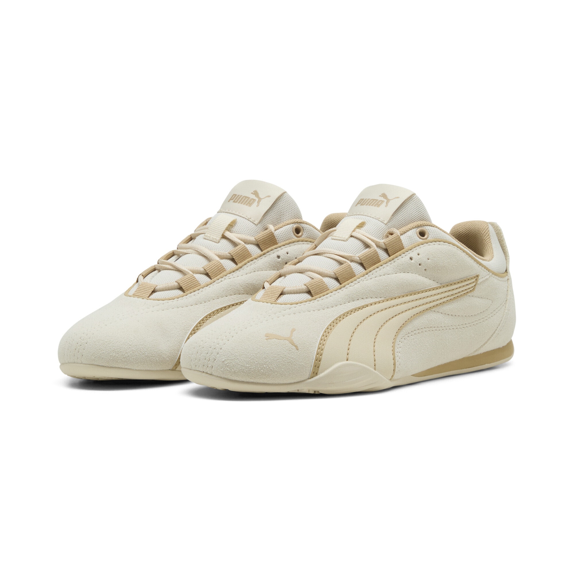 Sneaker PUMA "PUMA Catch Soleil Sneakers Damen", Damen, Gr. 37, alpine snow sand dune weiß beige, Obermaterial: Textil, Kuhleder, Synthetik, Leder; Futter: Textil; Innensohle: Textil; Laufsohle: Gummi, Schuhe Sneaker