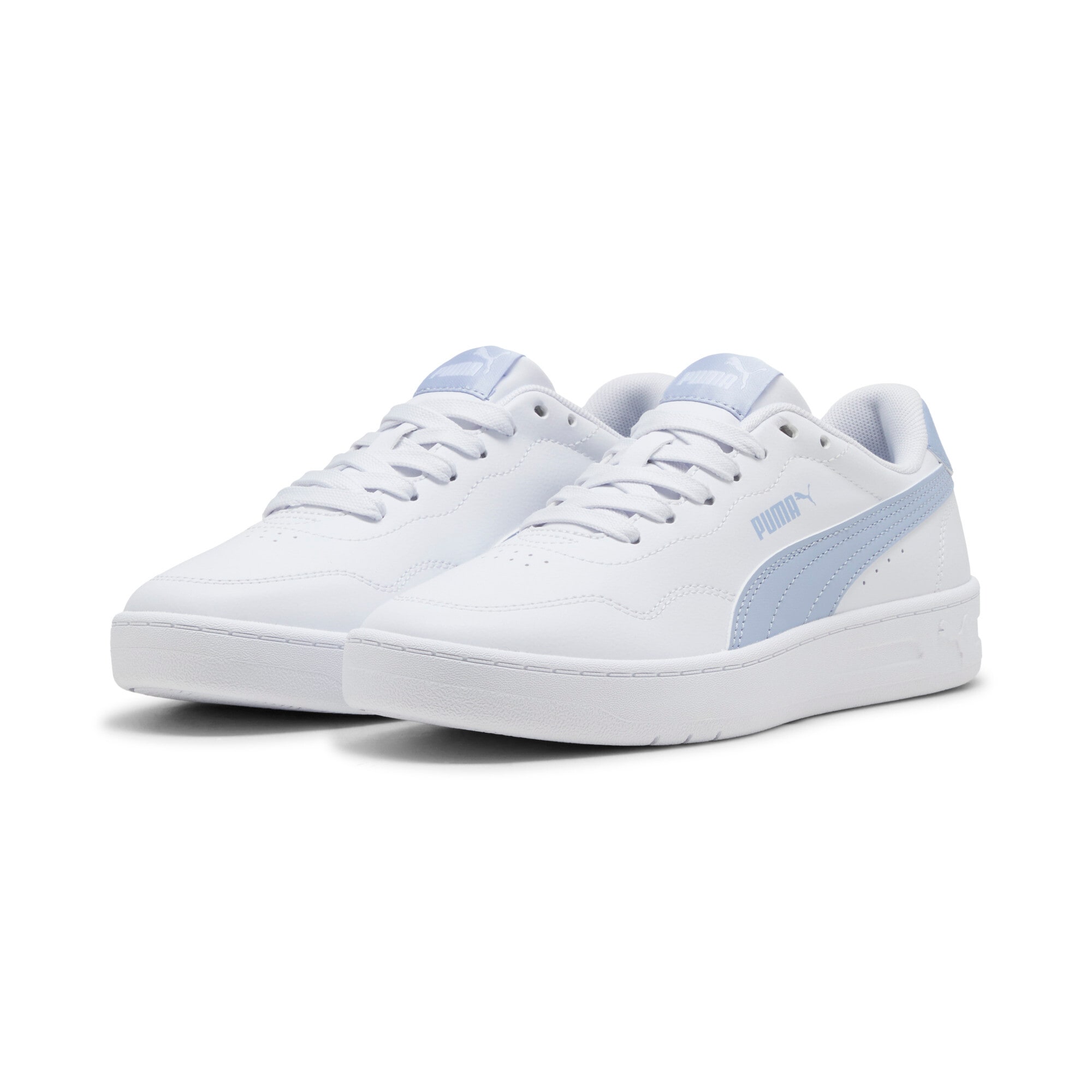 Sneaker PUMA "COURT LALLY", Damen, Gr. 37, puma weiß, snow mountain blau, Synthetik, Schuhe Sneaker