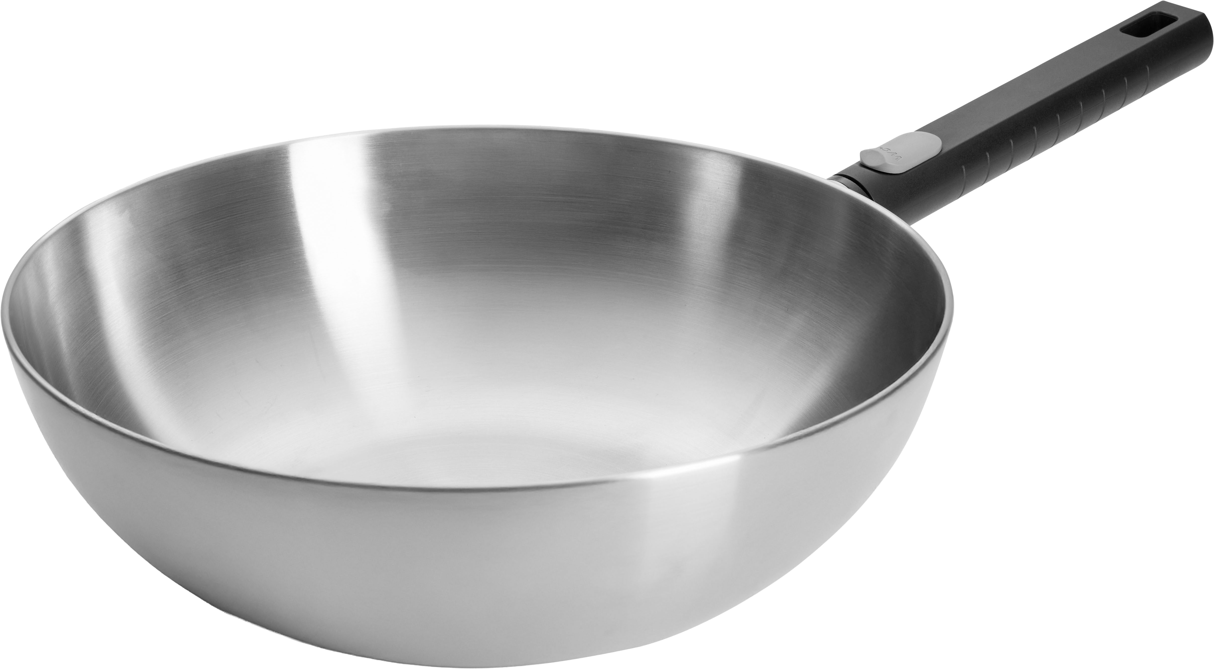 Wok WOLL "Logic Steel", silberfarben, schwarz, H:10cm Ø:30cm, Pfannen, Wok, 5-Schicht-Aufbau Image