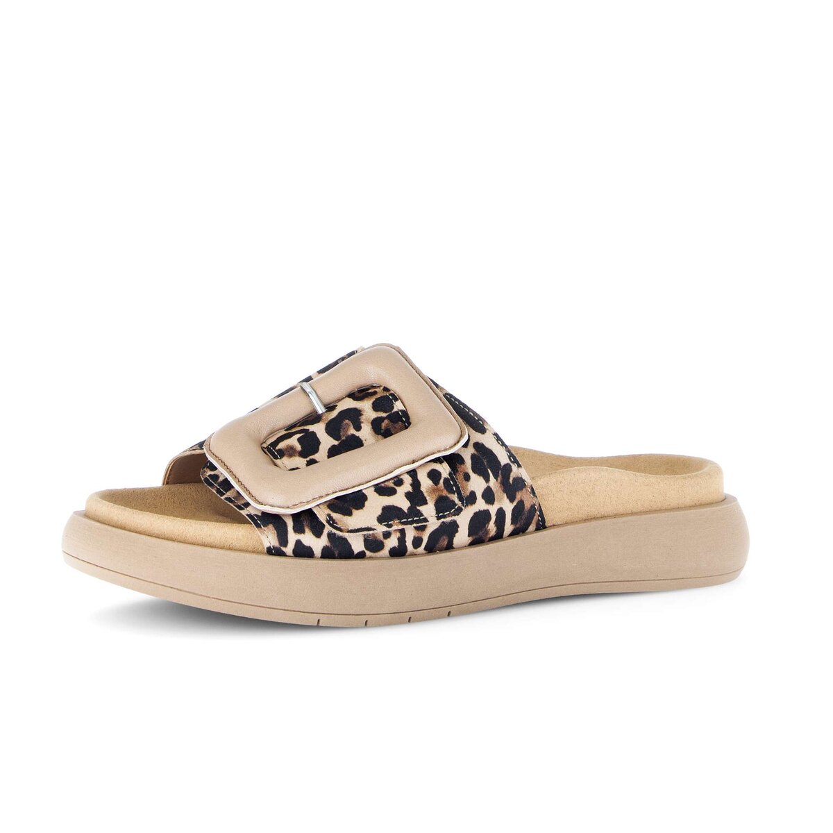 Pantolette GABOR "Pantolette Materialmix Leder", Damen, Gr. 40, beige, Schuhe Pantolette