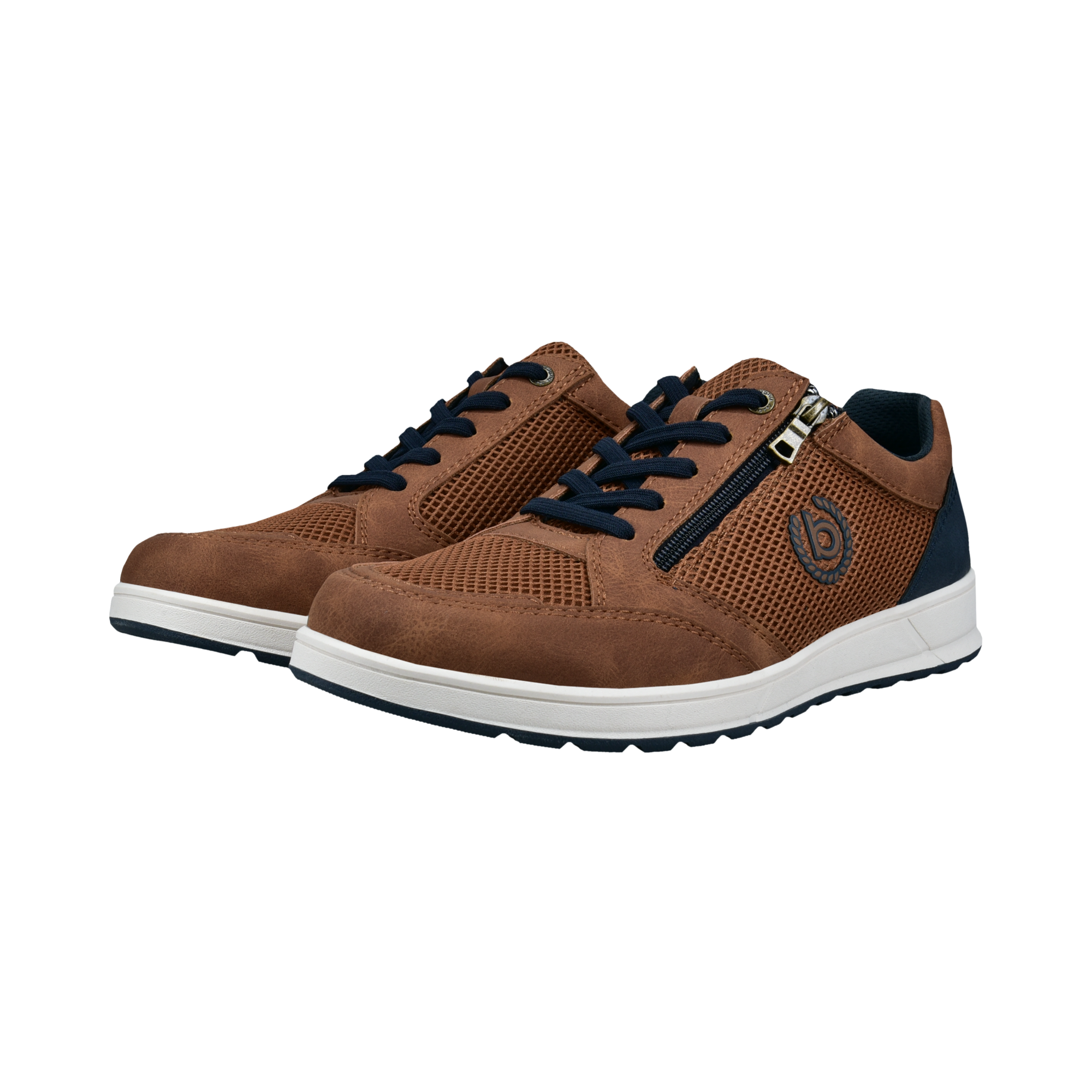 Sneaker BUGATTI, Herren, Gr. 43, cognac, Lederimitat, Textil, Schuhe Sneaker, Komfort-Sneaker, Freizeitschuh, Alltags-Schnürschuh