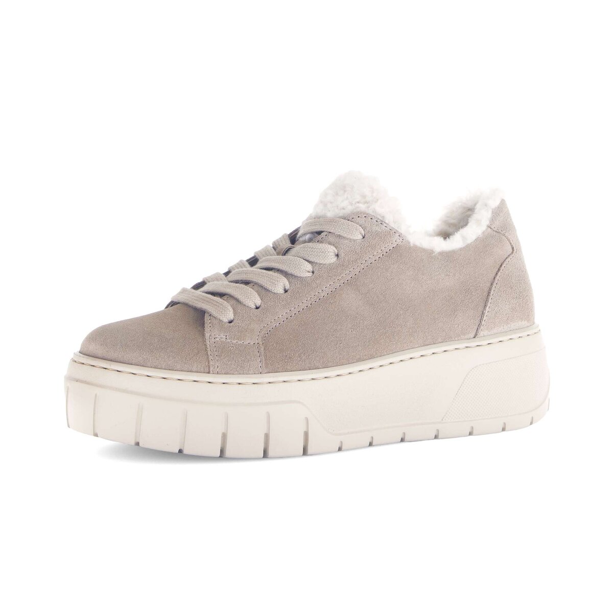 Sneaker GABOR "Sneaker low Materialmix Leder/Lederimitat", Damen, Gr. 37, beige, Schuhe Sneaker