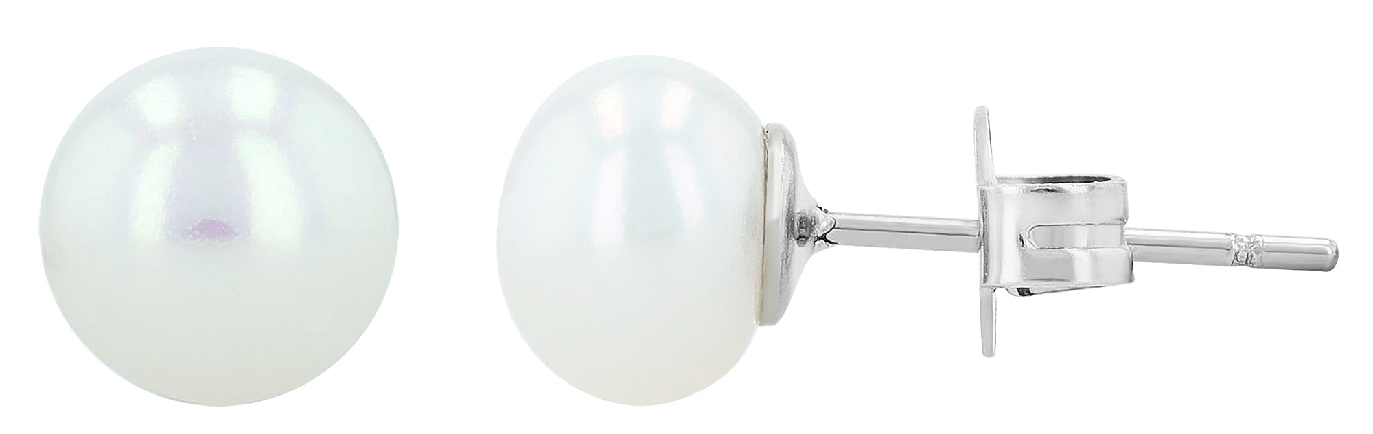 Paar Ohrhänger ADELIA´S "Damen Ohrringe – Ohrstecker aus Edelstahl mit Perle", Damen, Gr. Damen, Edelstahl, silber, Ohrringe, Ideal als Geschenk – dezent und elegant