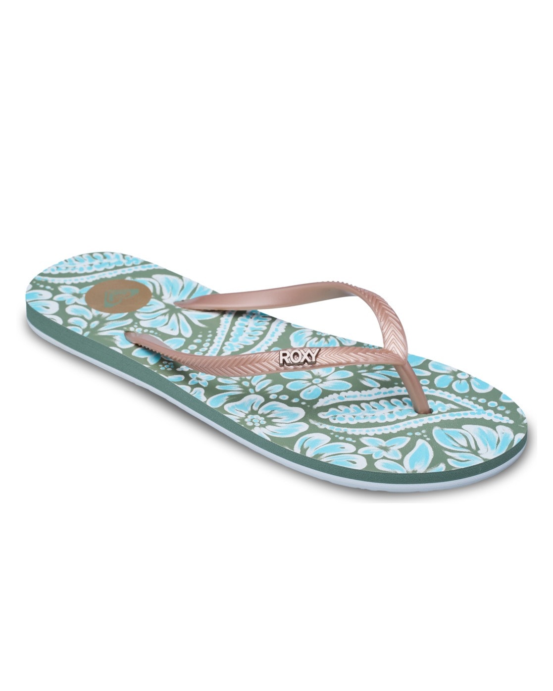 Sandale ROXY "Mauricia", Damen, Gr. 8,5(39), oil grün, Obermaterial:Obermaterial: 95% Tr/ 5% Metallnieten, Futter: 100% Synthetik Tr, Laufsohle: 100% Eva;, Schuhe Sandale