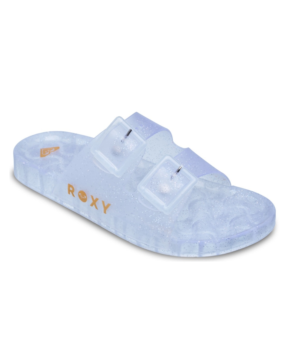 Sandale ROXY "Kattie Glitter", Damen, Gr. 10 (41), silber, Obermaterial:Obermaterial: 95% Synthetik-PVC/ 5% Synthetik-Kunststoffschnalle, Futter: N/A, Laufsohle: 100% Synthetik-PVC;, Schuhe Sandale