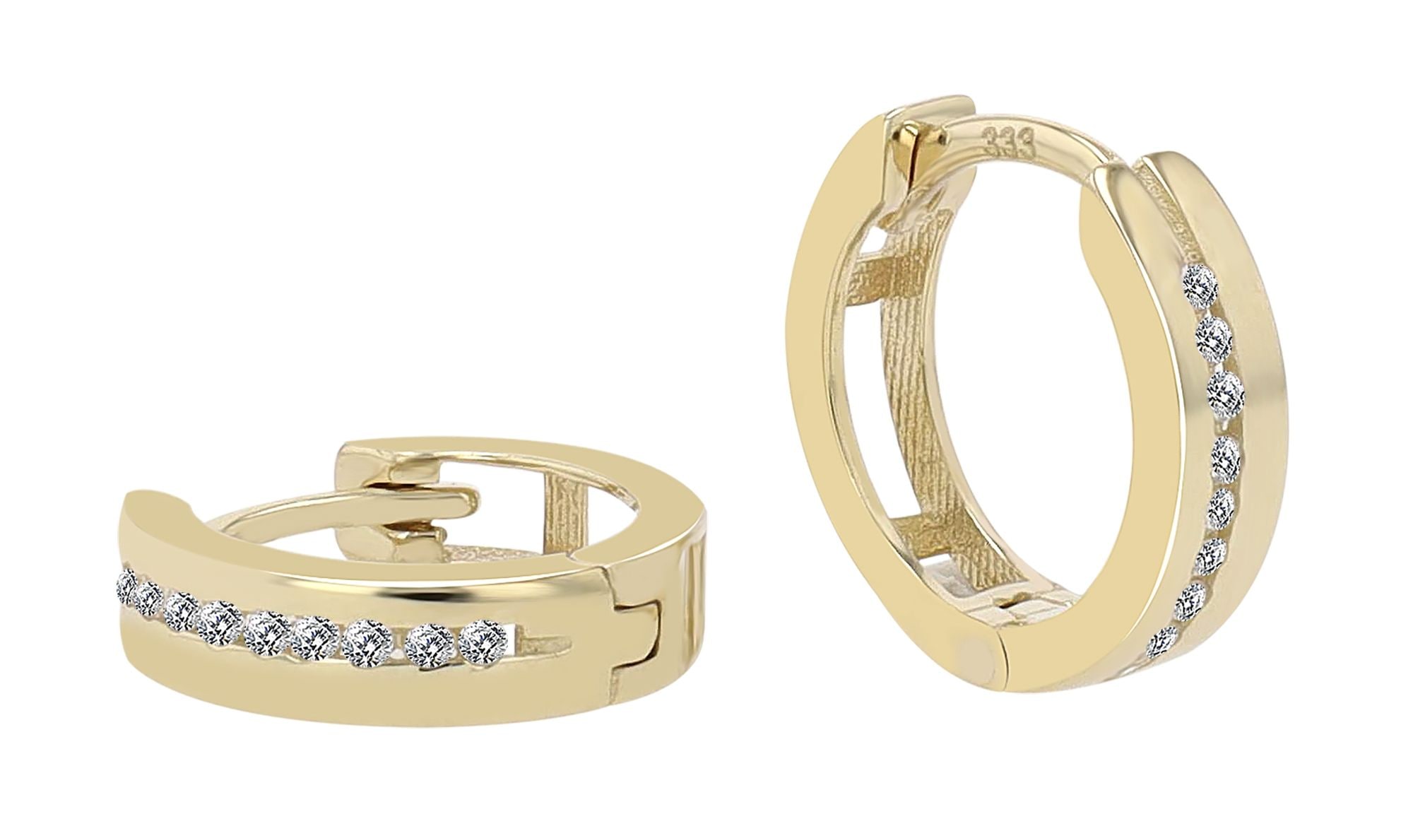 Klappcreolen ADELIA´S "Damen Ohrringe – Klappcreole aus 333 Gold mit Zirkonia", Damen, Gr. Damen, gold, Ohrringe Klappcreolen, Geschenkidee: zeitlos und vielseitig Image