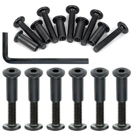 40 Sets Bolts and Nuts - M6 Nuts Black Hex Bolt Metal Bolts and Nuts Assortment for Tv Stand Screws Crib Hardware Replacement Kit Leather Saddles Purses Belt Repair (M6x35mm-Black-D)