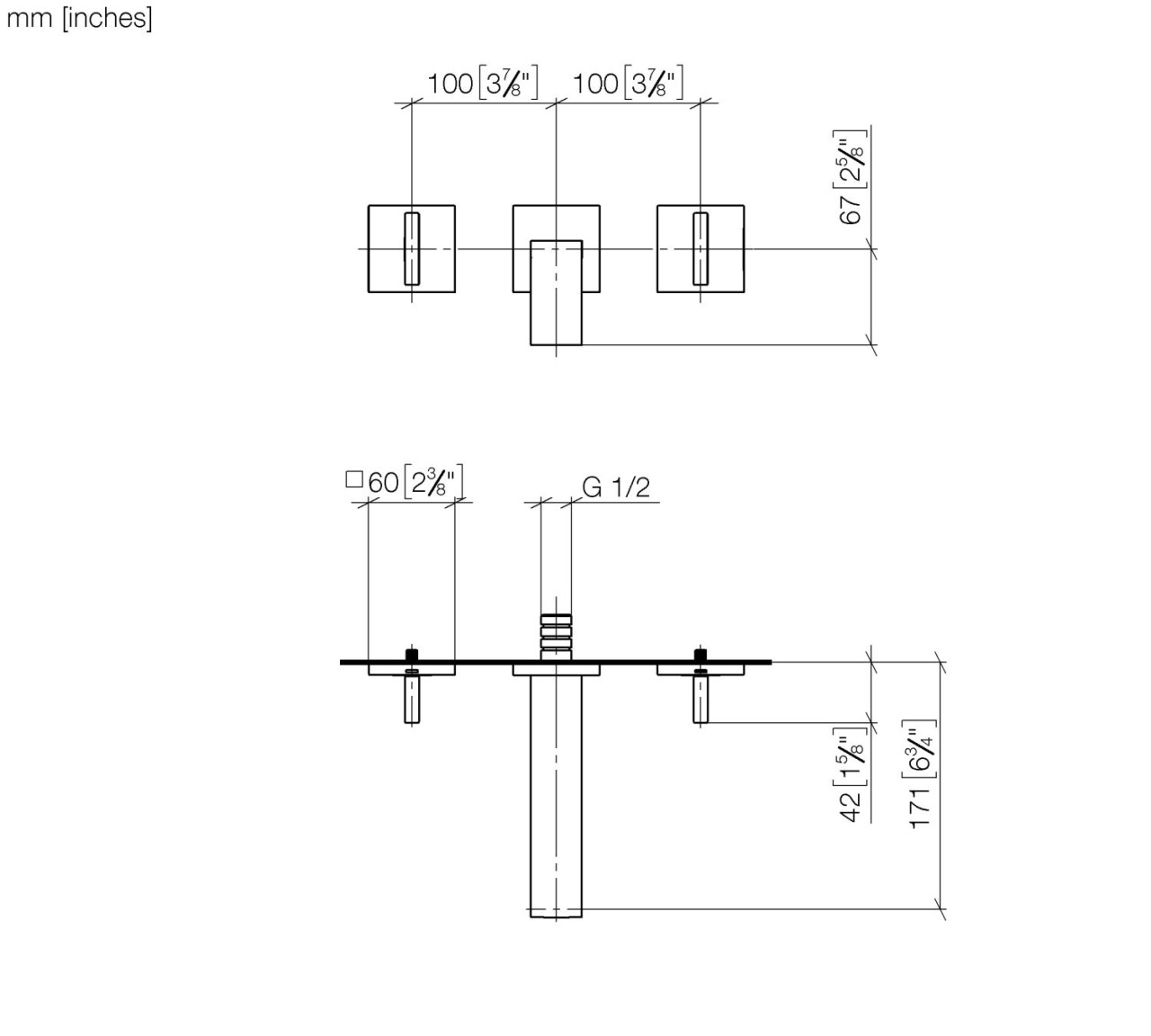 Dornbracht Waschtisch-Wandarmatur ohne Ablaufgarnitur MEM 36707782-42 Image