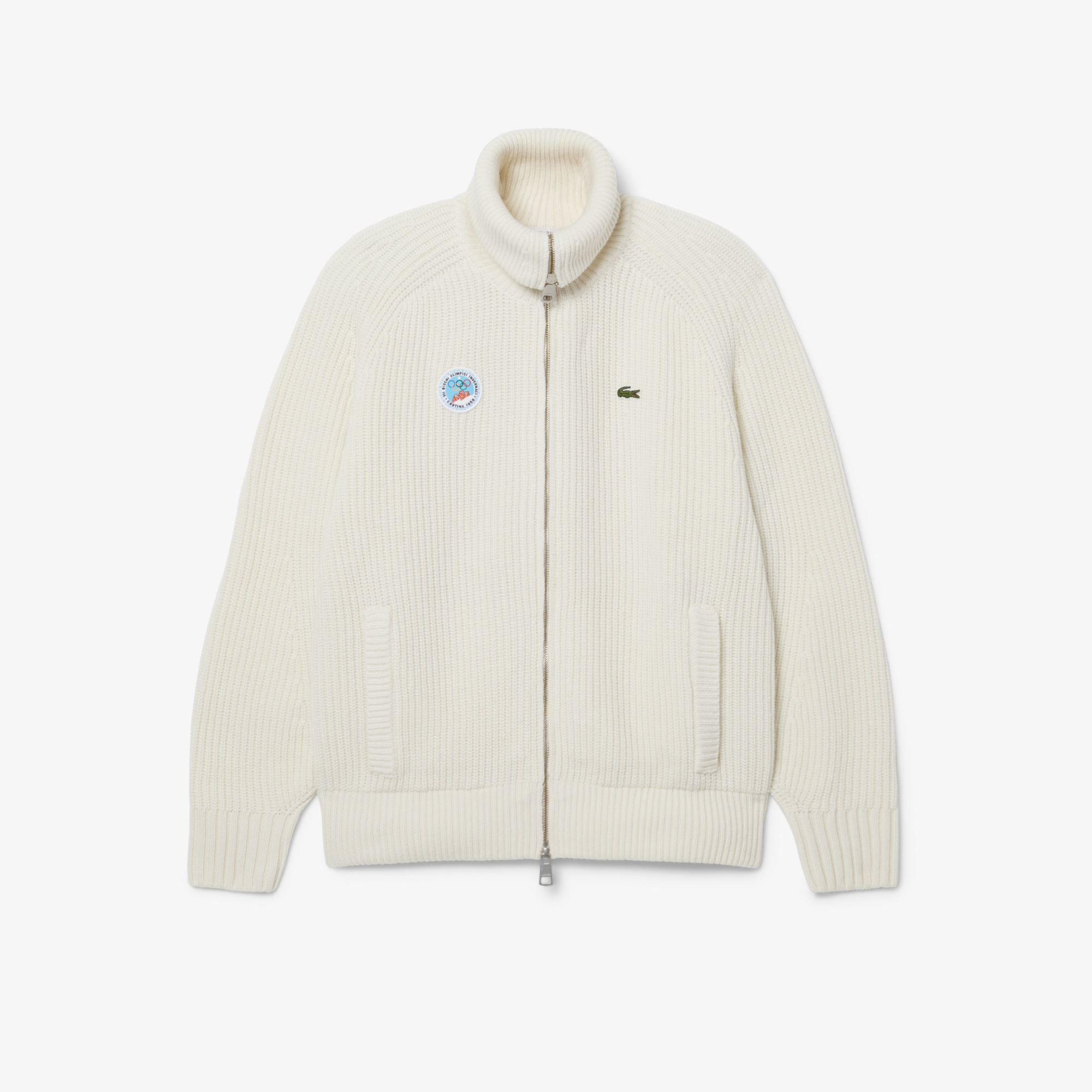 Pullover mit durchgehendem Reißverschluss „Cortina d'Ampezzo 1956“ von Lacoste – Creme Image