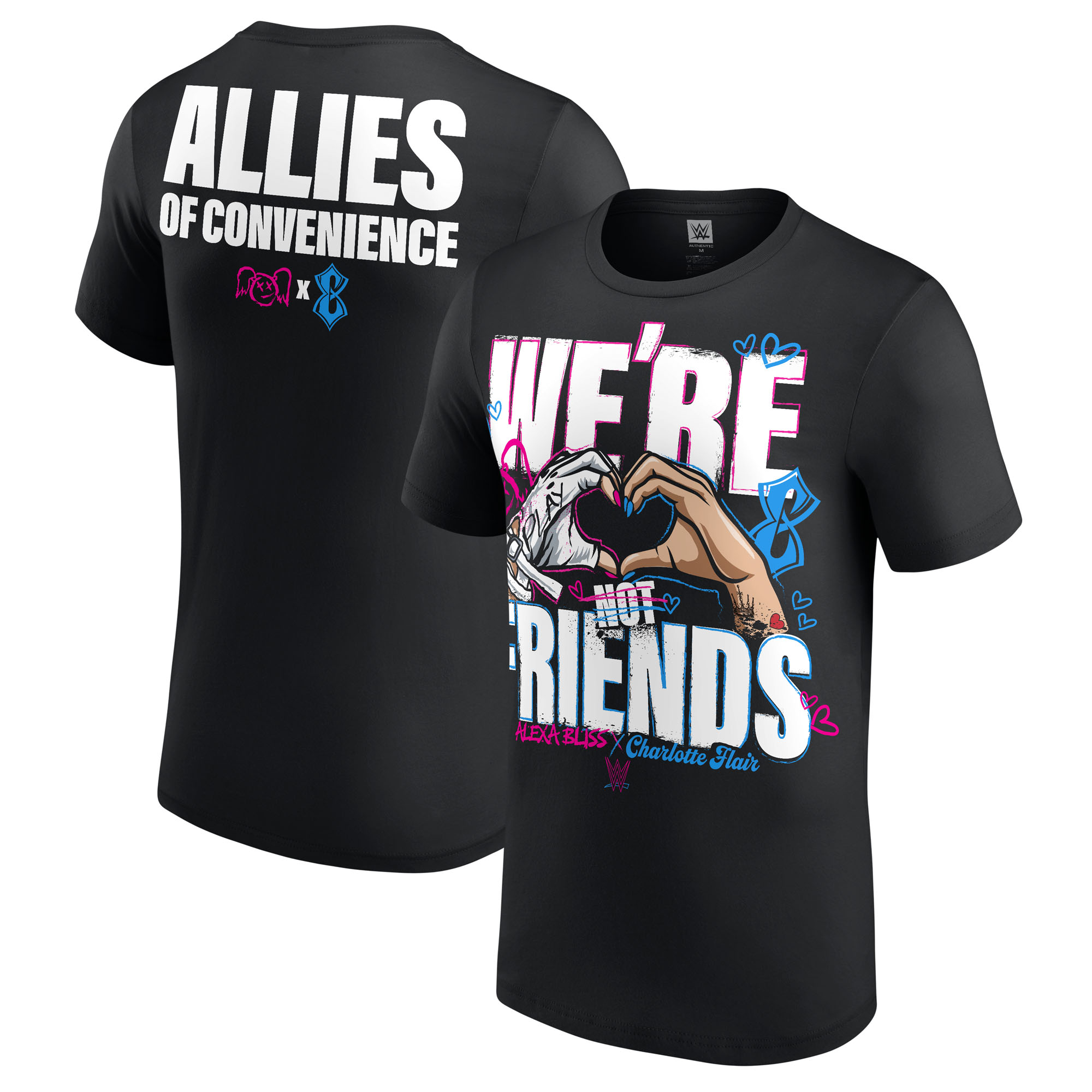 WWE Alexa Bliss & Charlotte Flair „Allies of Convenience“-T-Shirt – Schwarz – Herren Image