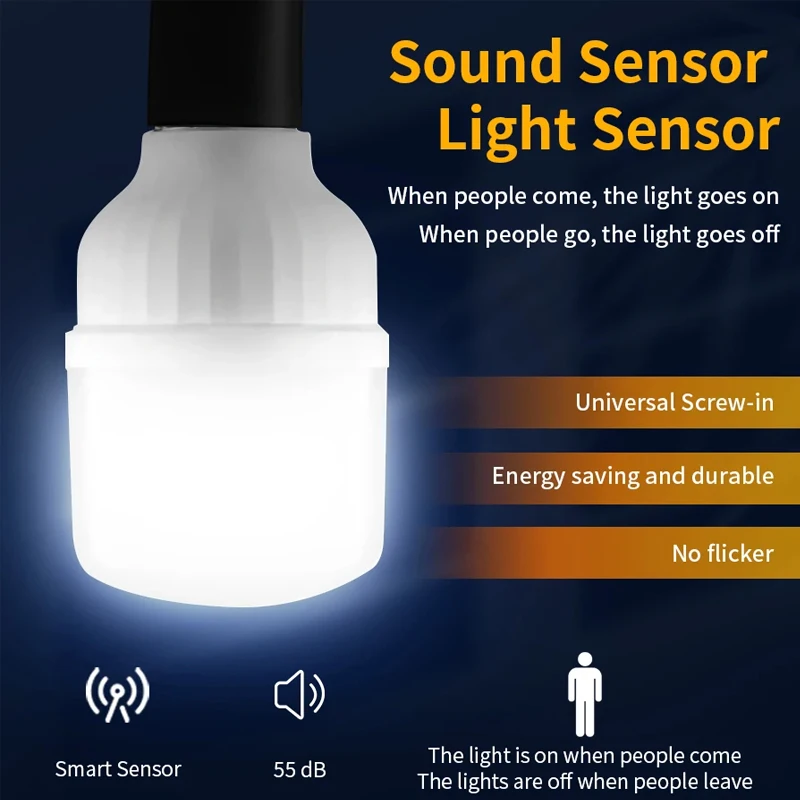 220 V Schallsensor E27 LED-Glühbirnen Licht und sprachgesteuerte LED-Lampe für Garage, Treppe, Weg, Flur, Lampada Bombilla Image