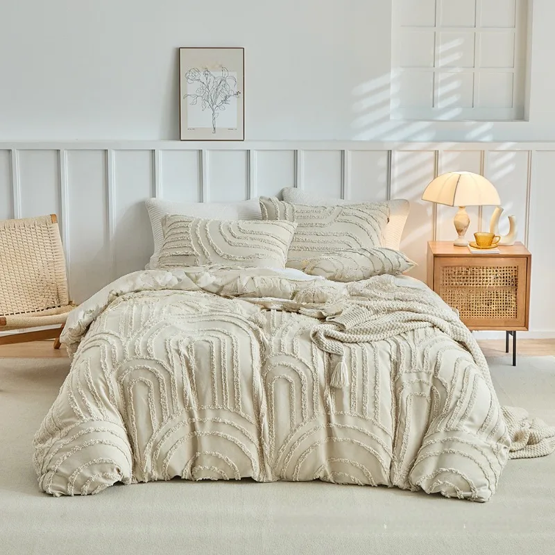 Bohemian Wrinkle Fluffy Double Queen Trösterbezug-Set für alle Jahreszeiten, Bettwäsche-Set mit Bettbezug und Kissenbezug, Bettbezug-Set Image