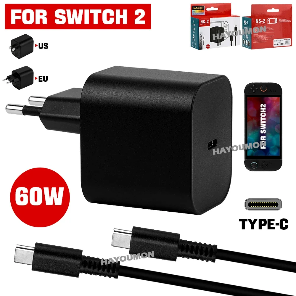 Neue 60 W AC Adapter Für NS Schalter 2 Typ C Schnelle Ladegerät Netzteil Unterstützung TV Modus Wand Ladegerät für Schalter 2 Spiel Zubehör Image