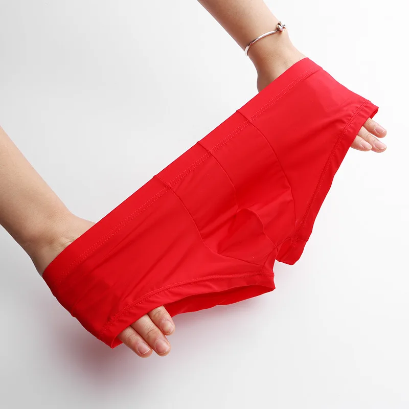 Mutandine da uomo Intimo traspirante in seta di ghiaccio Sottile bikini trasparente Slip Homme Slip boxer sexy con custodia rigonfia a vita ultra bassa