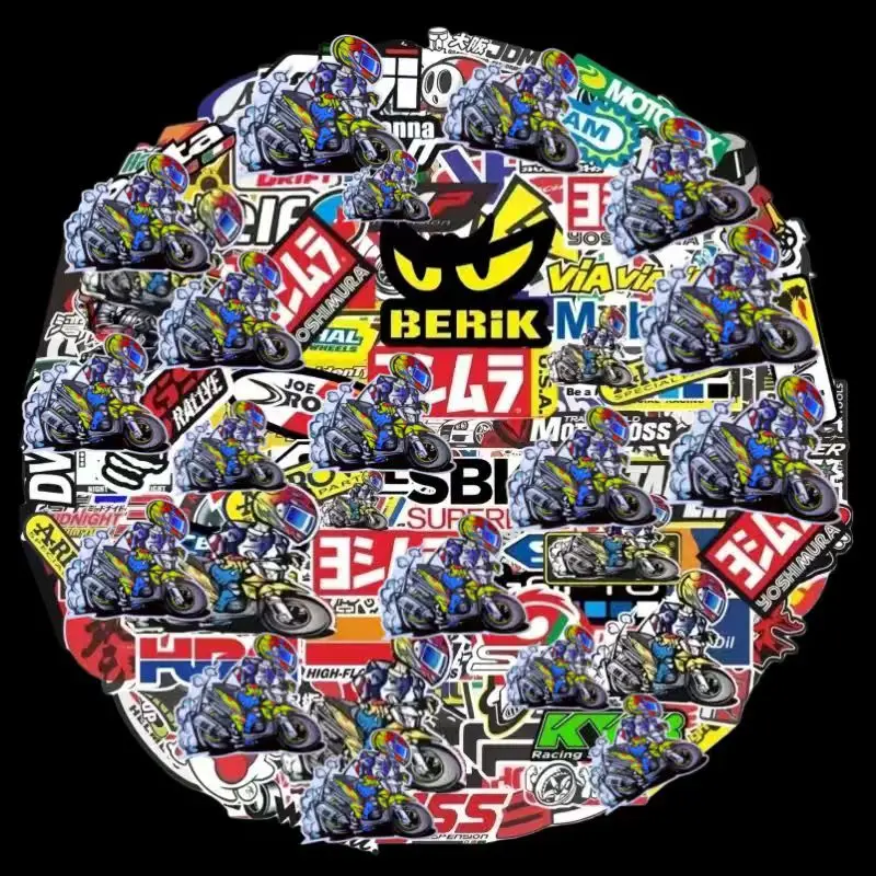 40/80/120 PCS Zufällige Motorrad Aufkleber Moto Gepäck Helm Für Yamaha Honda Kawasaki Racing Marke Logo DIY PVC Aufkleber Wasserdicht