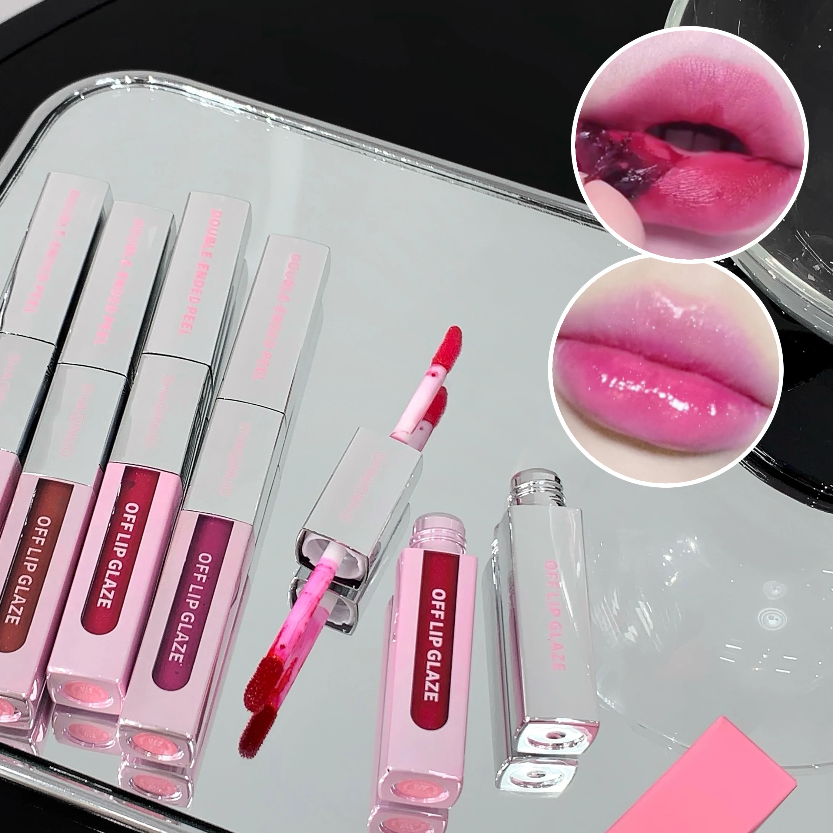 SHAQINUO Peel-off Lippenfarbe & Lippenöl Duo - Doppelwirkende Lippenbehandlung für Sofortige Farbe und Hydratation, Wasserfest und Transferresistent Image