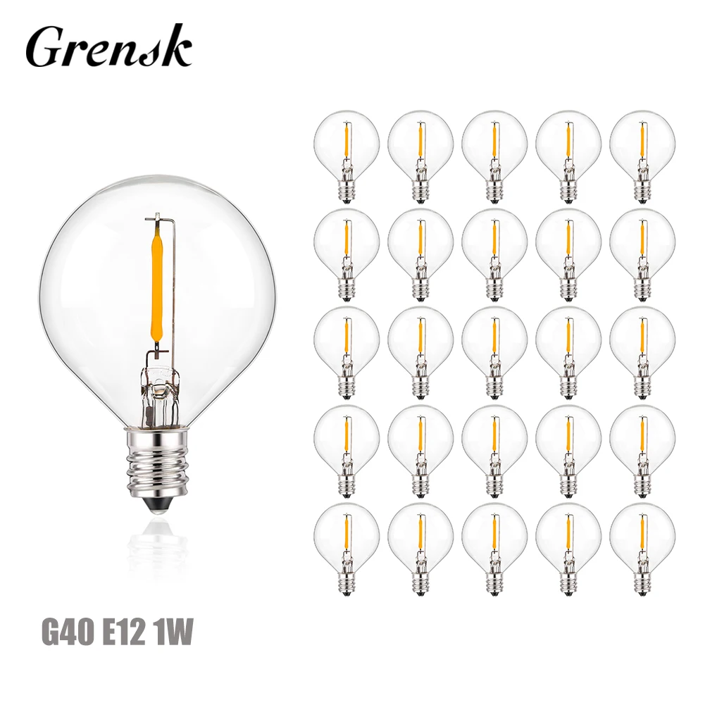 25pcs g40 LED Ersatz Glühbirnen Vintage 1w e12 220v gleich 5w Glühlampen dekorative LED Glühbirnen für Lichterketten Image