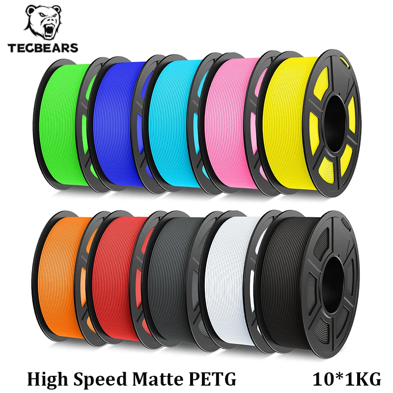 TECBEARS 10KG Hochgeschwindigkeits-Matt PETG 3D-Drucker-Filament 1,75mm Blasenfrei Glatter Druck Mehrfarbige Optionen für FDM-Drucker Image