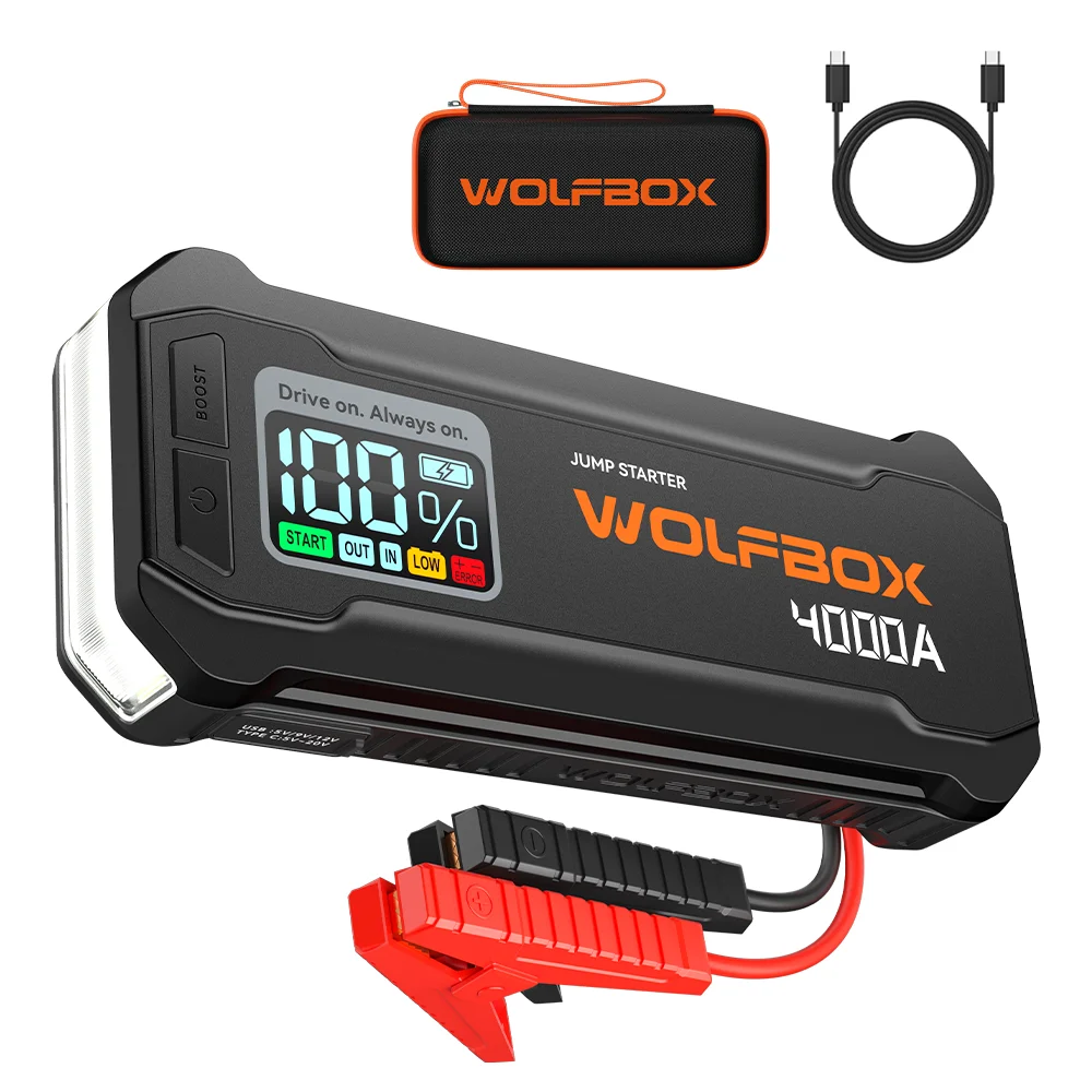 WOLFBOX JS24 4000A Auto-Starthilfe, 24000mAh für 8L Benzin- und 6L Dieselmotoren mit Booster, 2 Jahre kostenlose Garantie Image